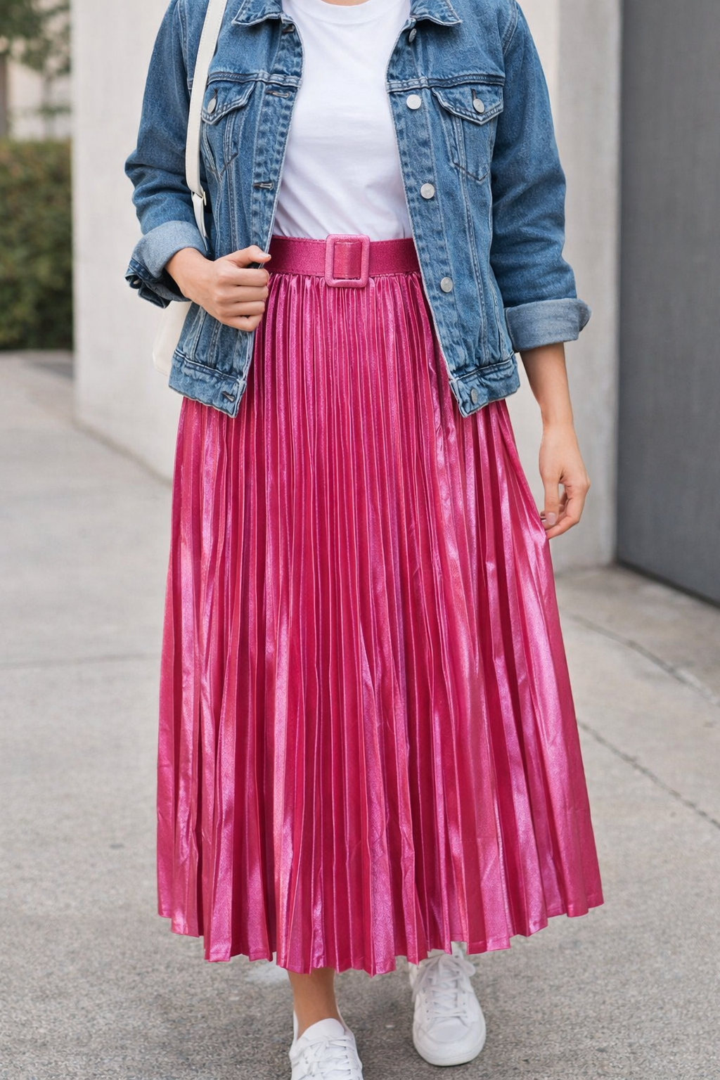 Fuchsia Pink Pleated